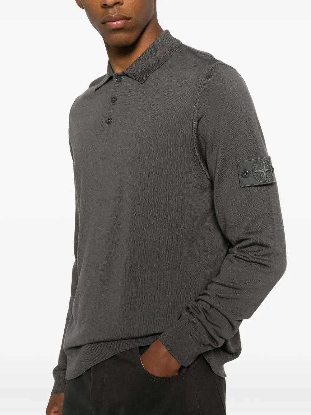 Stone Island Poloshirt met lange mouwen Grijs