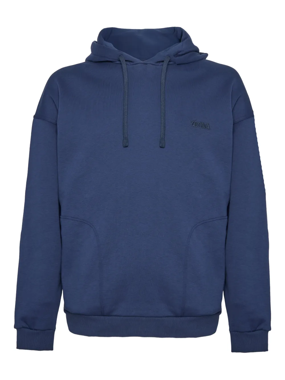Zegna logo-embroidered hoodie - Blu