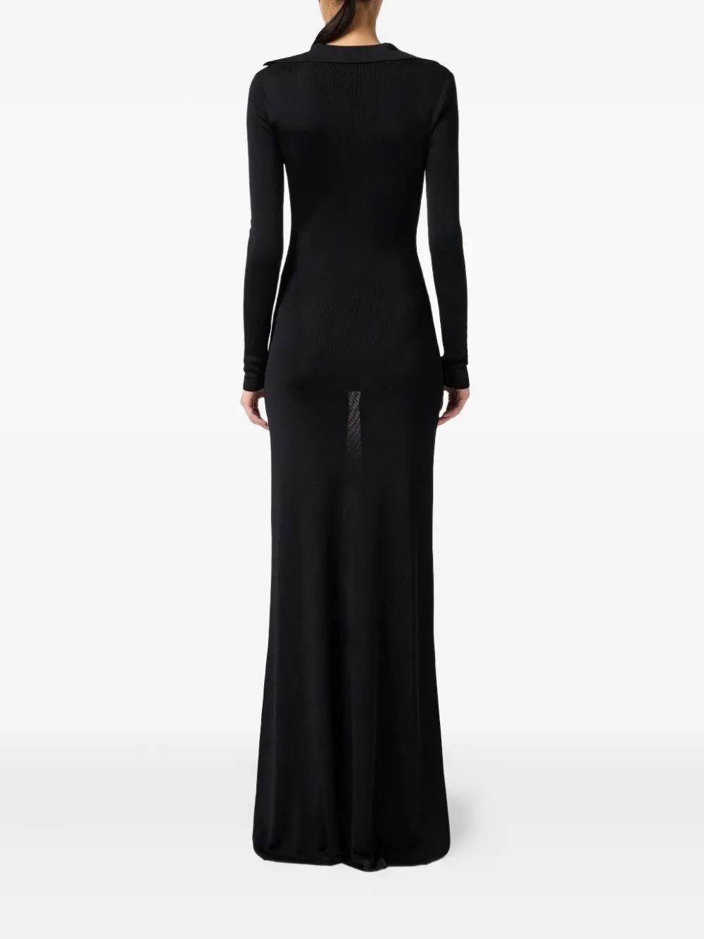 Elisabetta Franchi Maxi-jurk verfraaid met knopen en V-hals Zwart