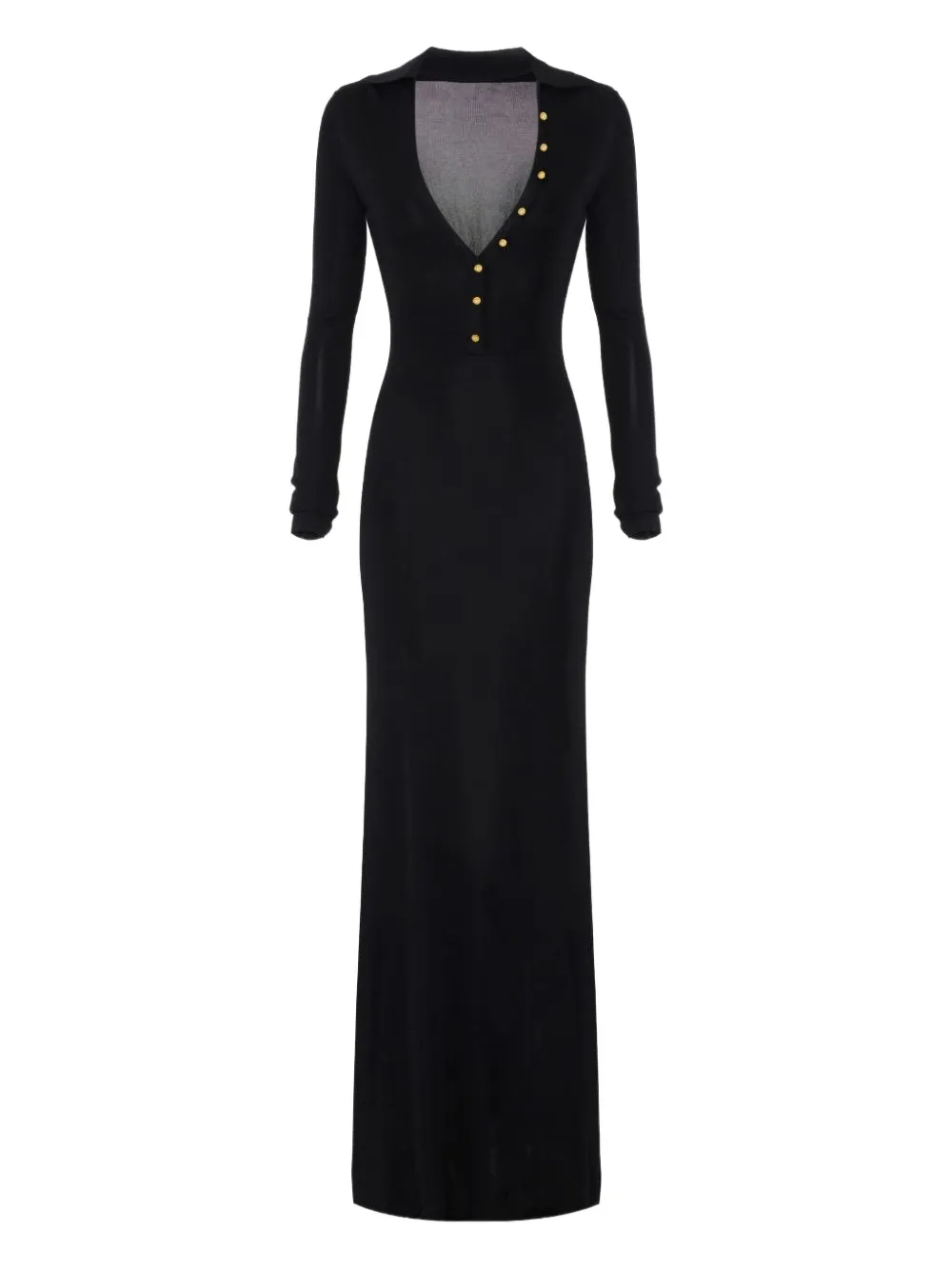 Elisabetta Franchi button-embellishment V-neck maxi dress | Black | Image 1
