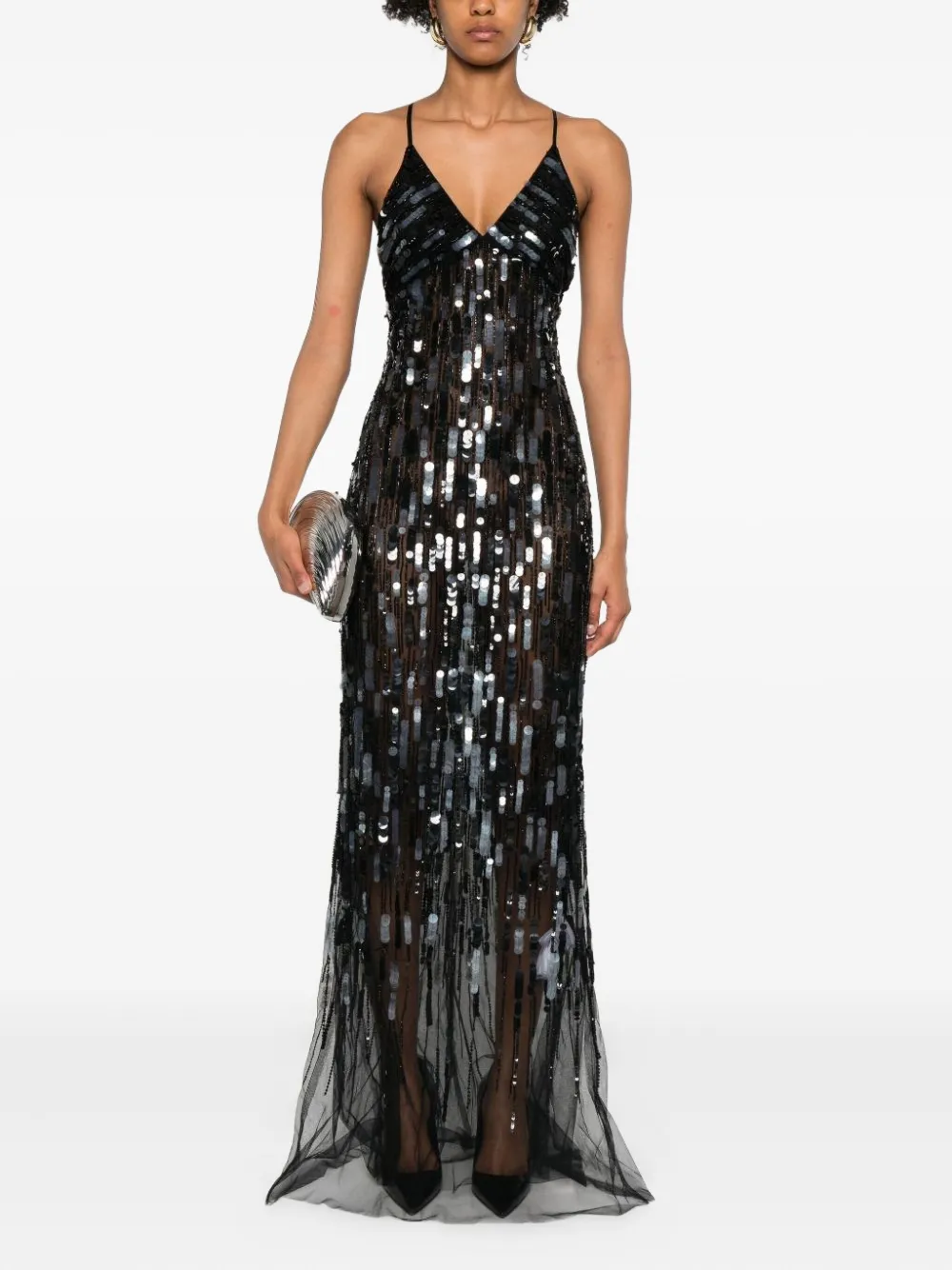Elisabetta Franchi sequin-embellishment maxi dress - Zwart