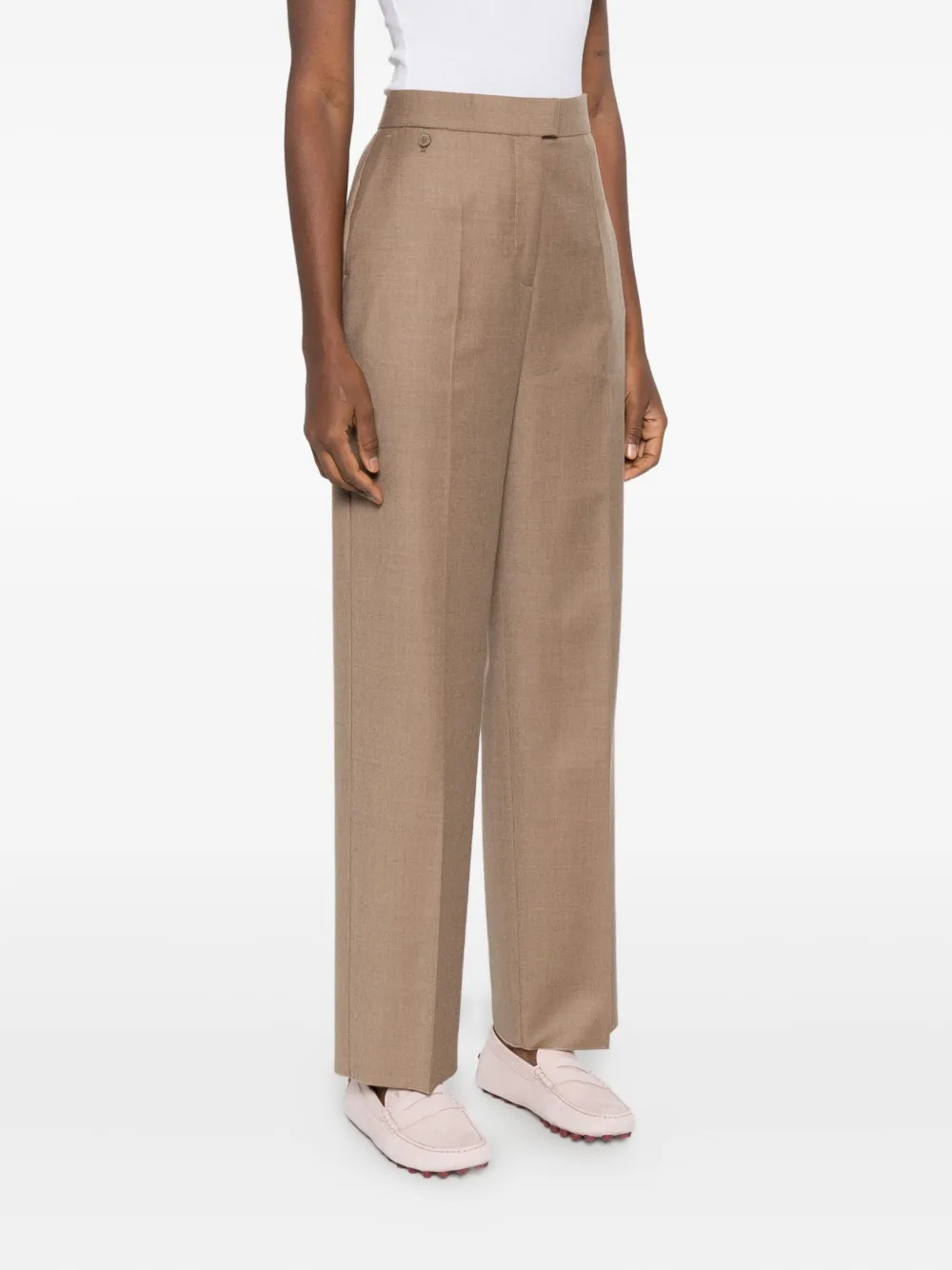 Agnona Button-pocket Tailored Trousers In Brown