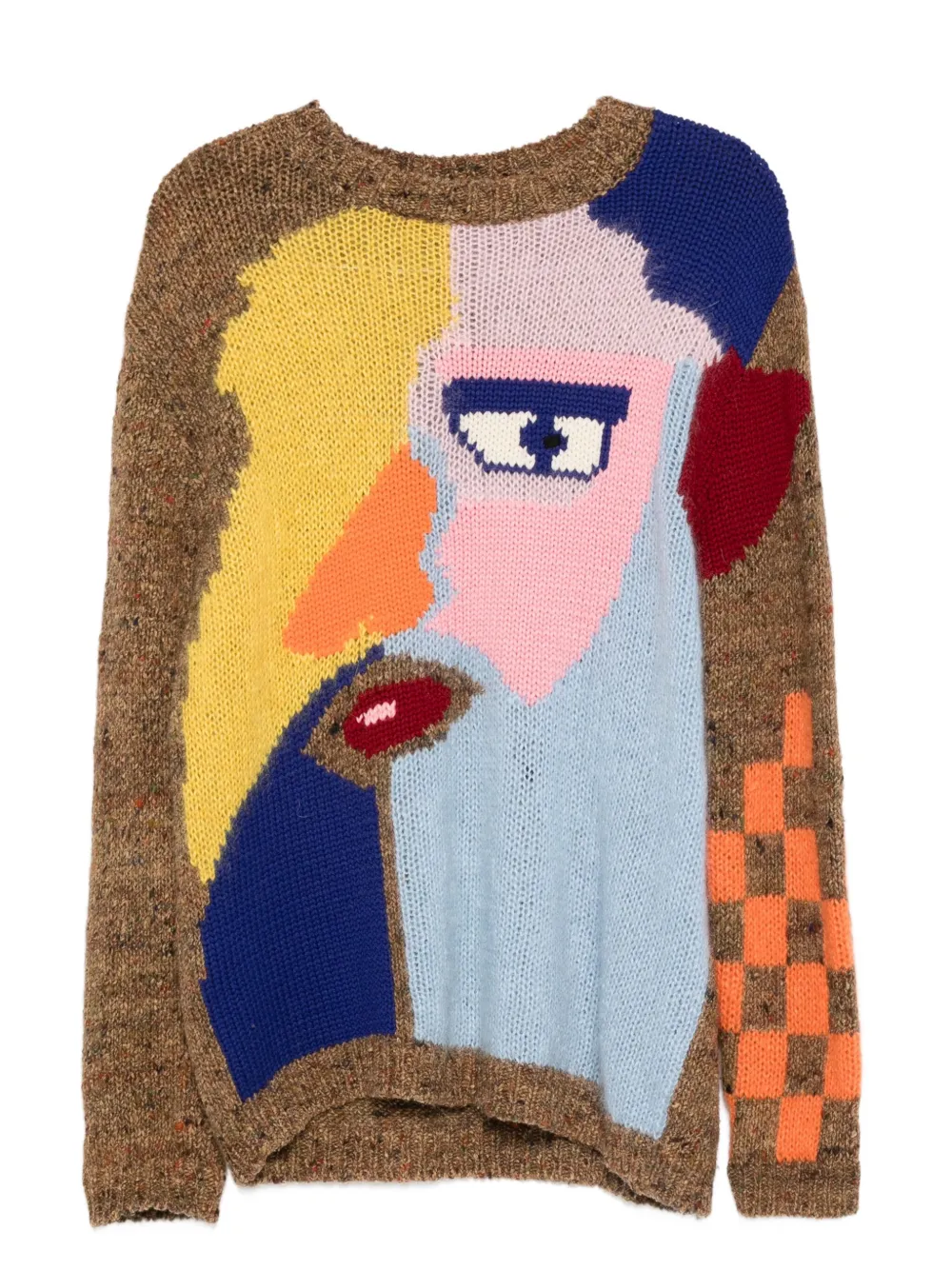 Walter Van Beirendonck knitted face-graphic sweater | Brown | Image 1
