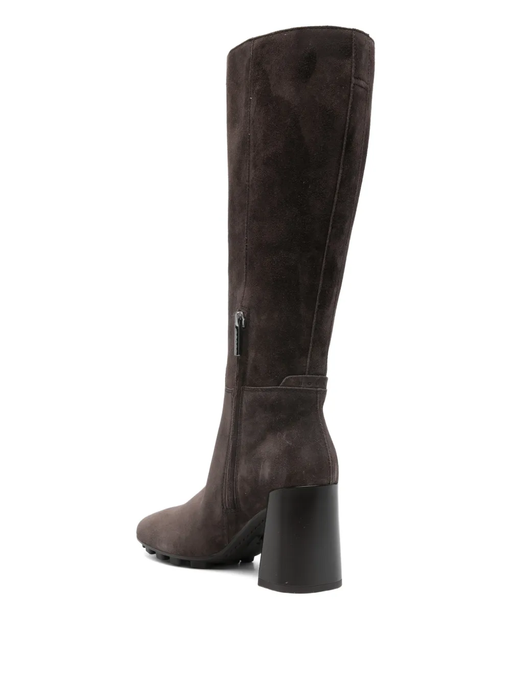 Hogan 90mm Suede Block-heel Knee-high Boots In Brown