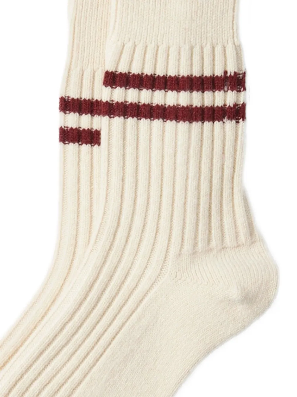 Rototo Striped Ribbed Socks In Neutral