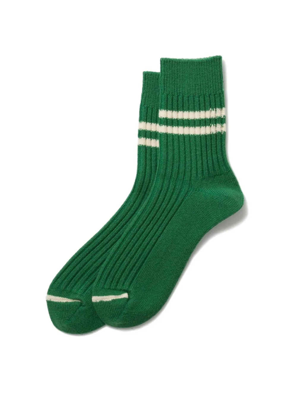 Rototo Striped-detail Ribbed Socks In Green