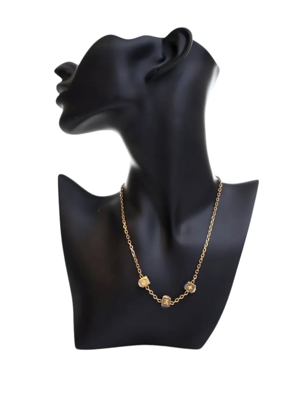Pre-owned Louis Vuitton 2010-2025 Gold Plated Crystal Gamble Drop Earrings And Necklace Set Costume Earrings