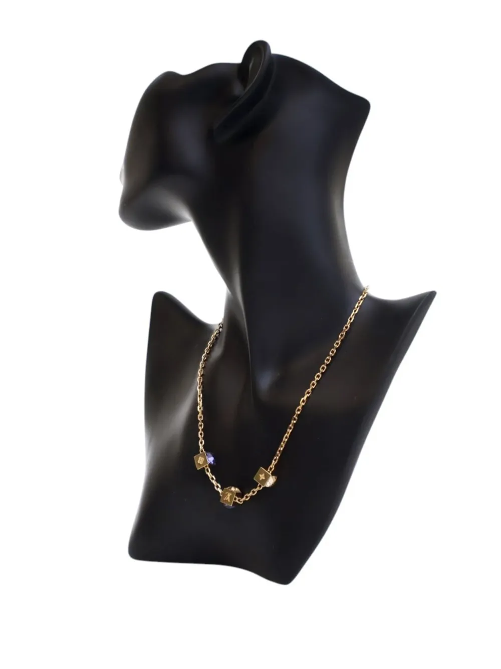 Pre-owned Louis Vuitton 2010-2025 Gold Plated Crystal Gamble Drop Earrings And Necklace Set Costume Earrings