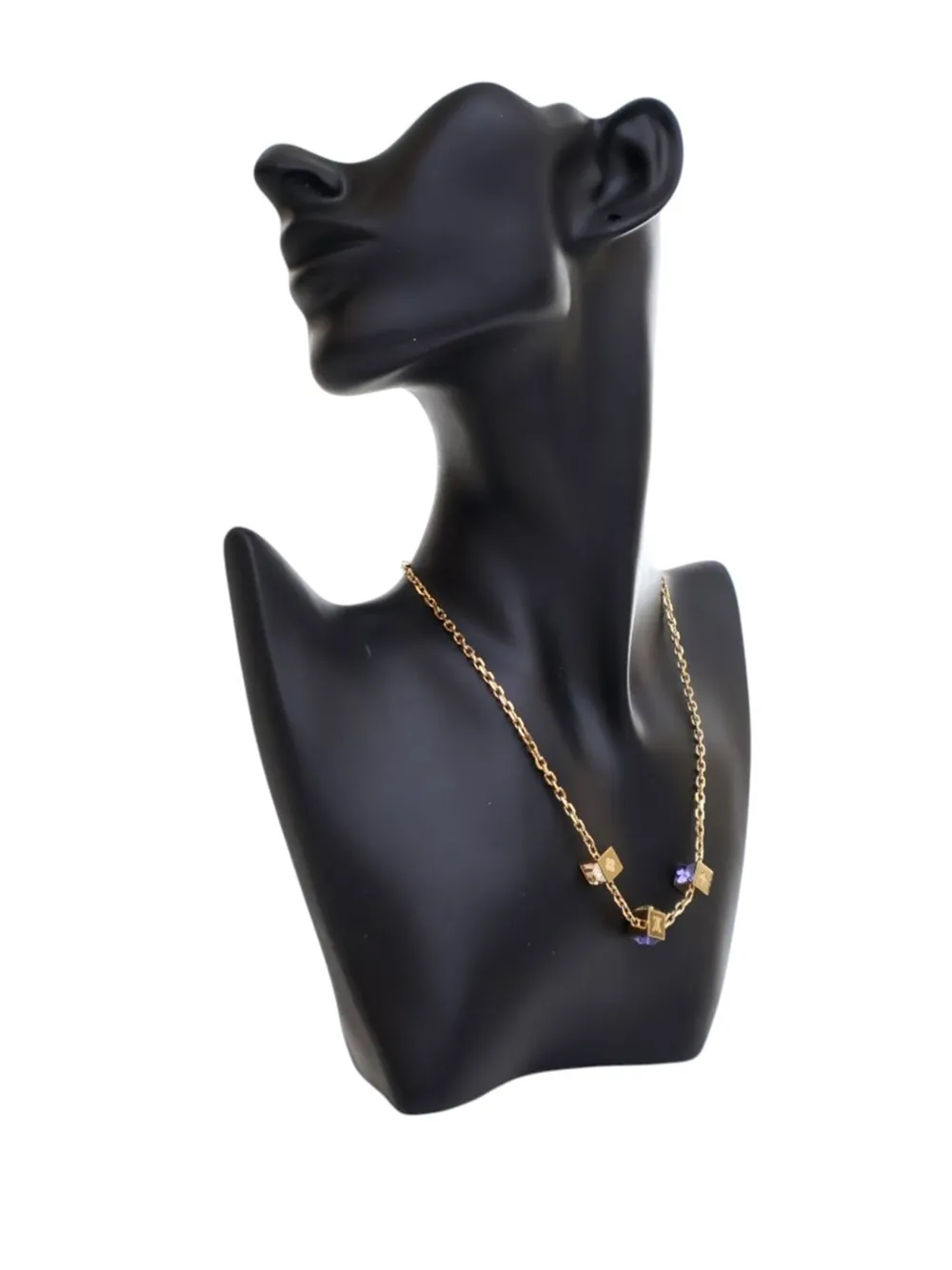 Pre-owned Louis Vuitton 2010-2025 Gold Plated Crystal Gamble Drop Earrings And Necklace Set Costume Earrings