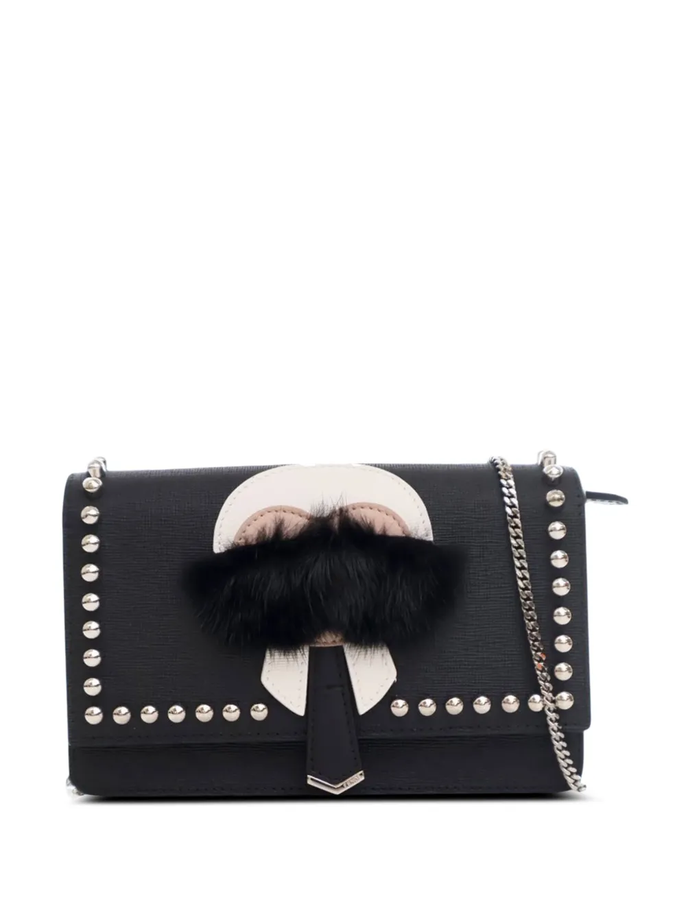 Fendi Pre-Owned 2010-2025 Studded Leather Karlito Wallet on Chain crossbody bag - Nero