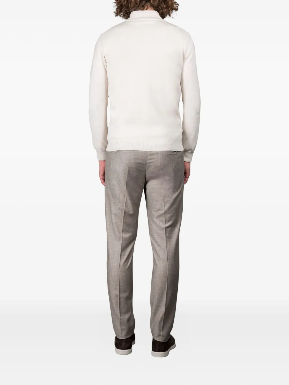 Moorer Trui met opstaande hals en rits Wit