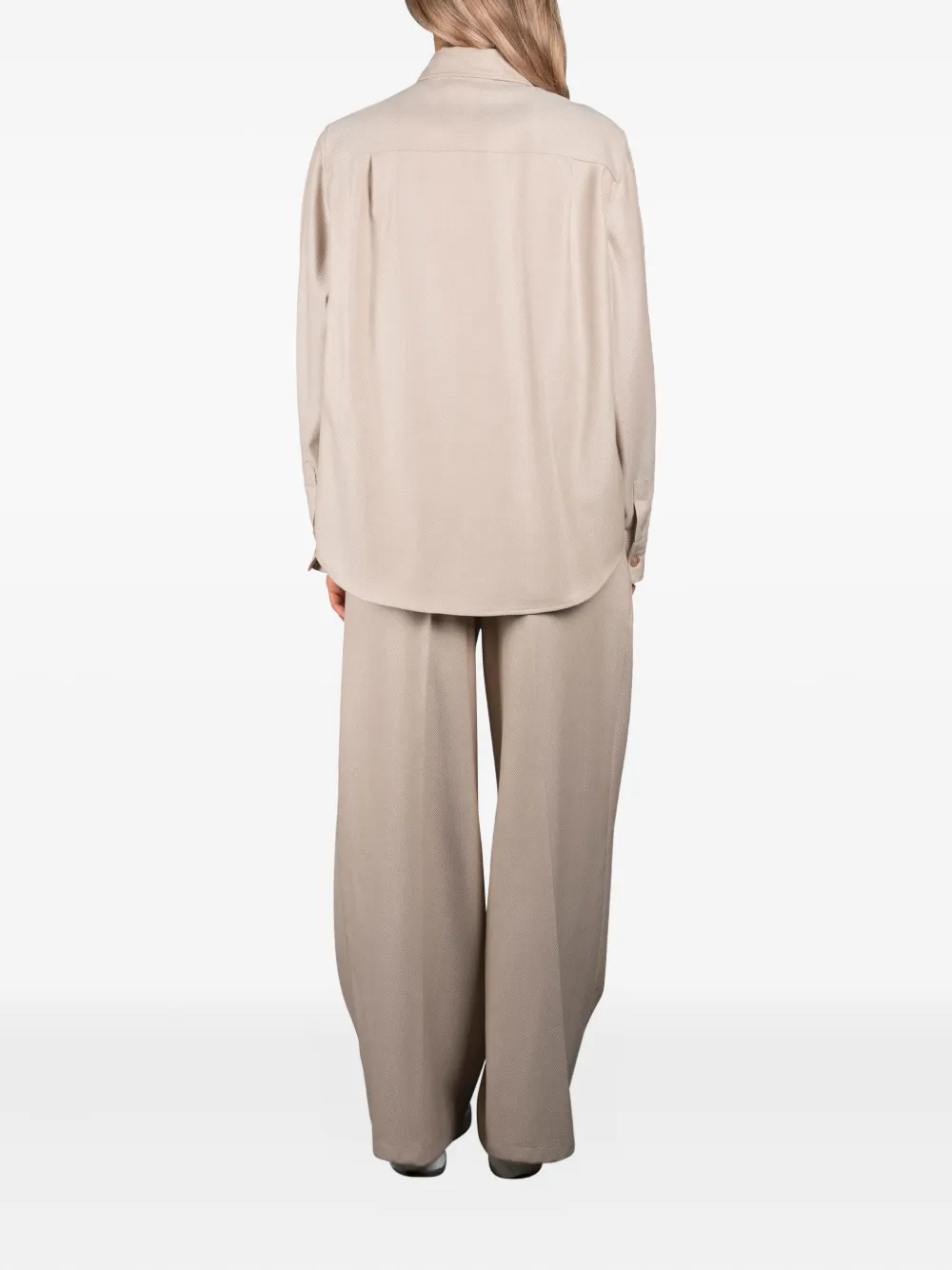 Moorer Zama blouse met opgestikte zak Beige