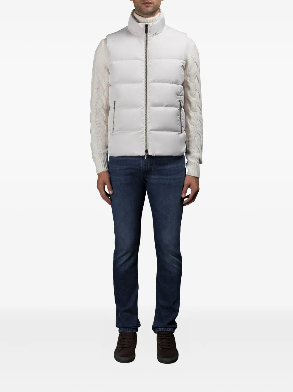 Moorer Fire Hooded Gilet In White