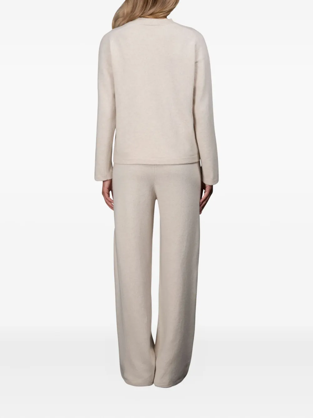 Moorer Linne trui met ronde hals Beige