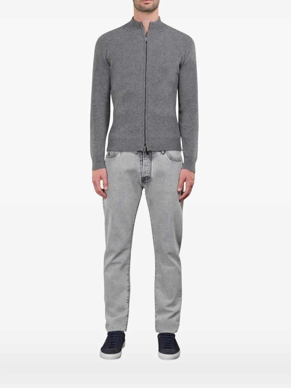 Moorer Dean zip cardigan | Grey | Image 1