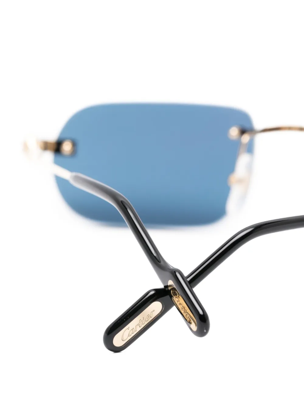 Cartier Rectangle-frame Sunglasses In Blue