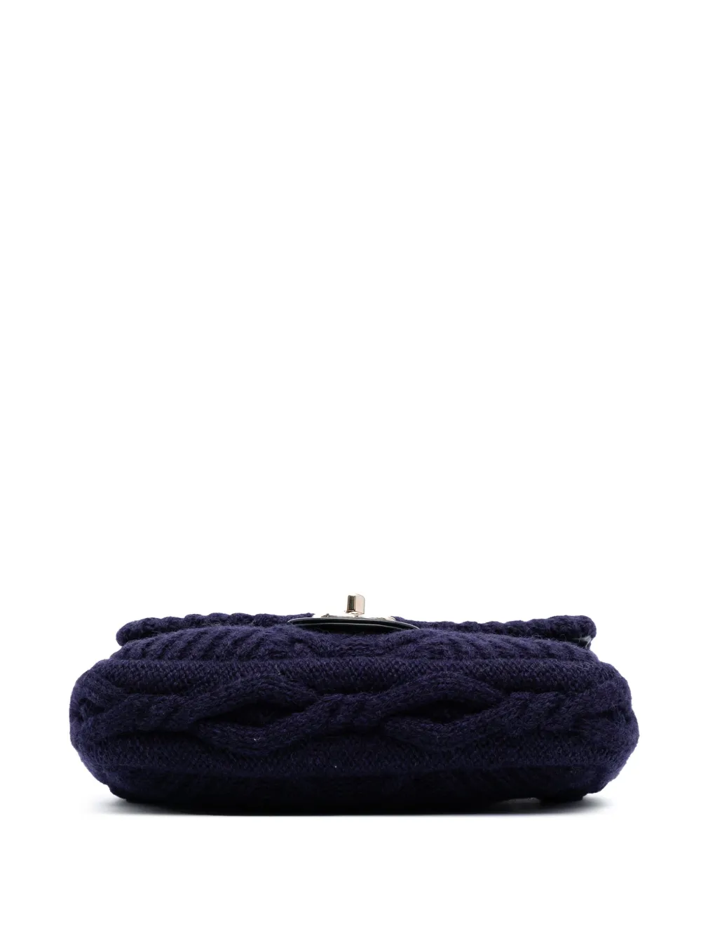 Pre-owned Chanel 2018 Small Paris Hamburg Cable Knit Flap Shoulder Bag In Blue