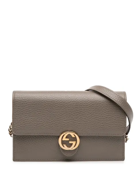 Gucci Pre-Owned 2016-2025 Interlocking G Dollar Portemonnaie aus Kalbsleder mit Kettenriemen