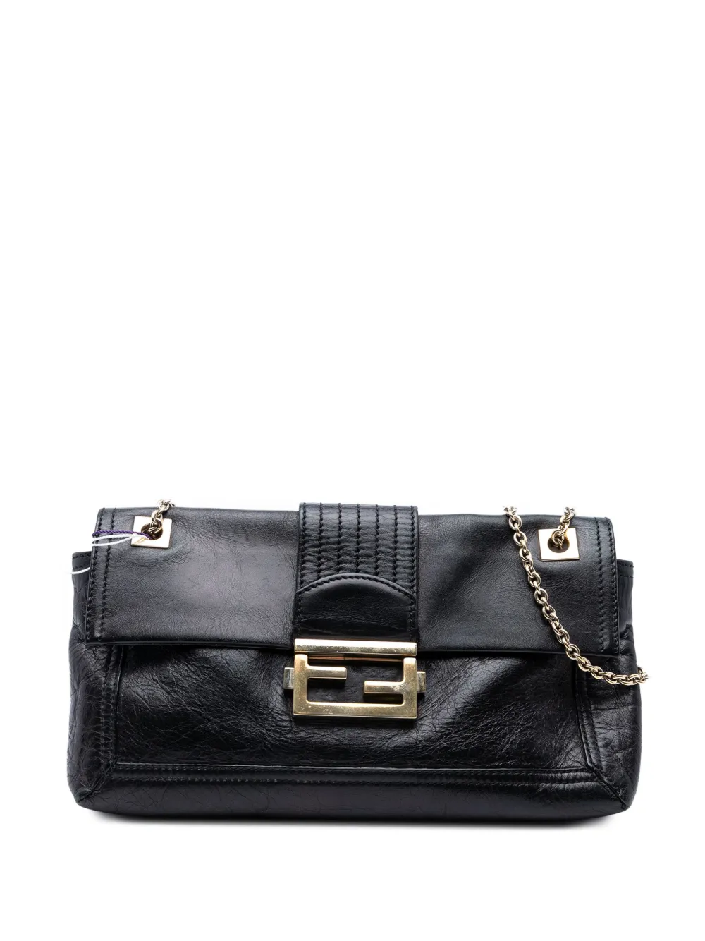 Fendi Pre-Owned 2010-2025 Leather Baguette Chain Flap crossbody bag - Nero