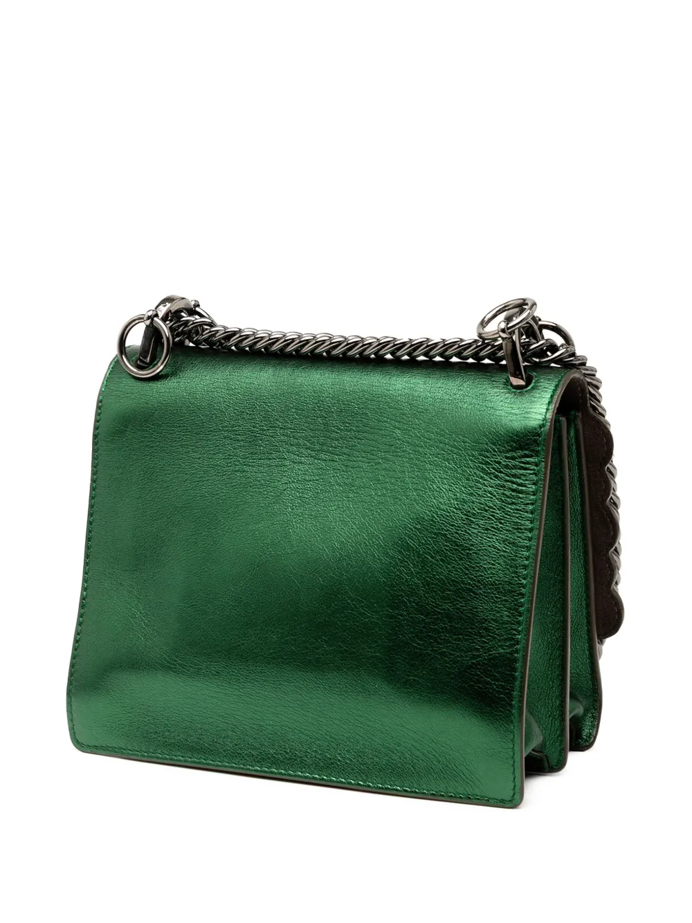 Pre-owned Fendi 2010-2025 Small Leather Scalloped Kan I Crossbody Bag In Green