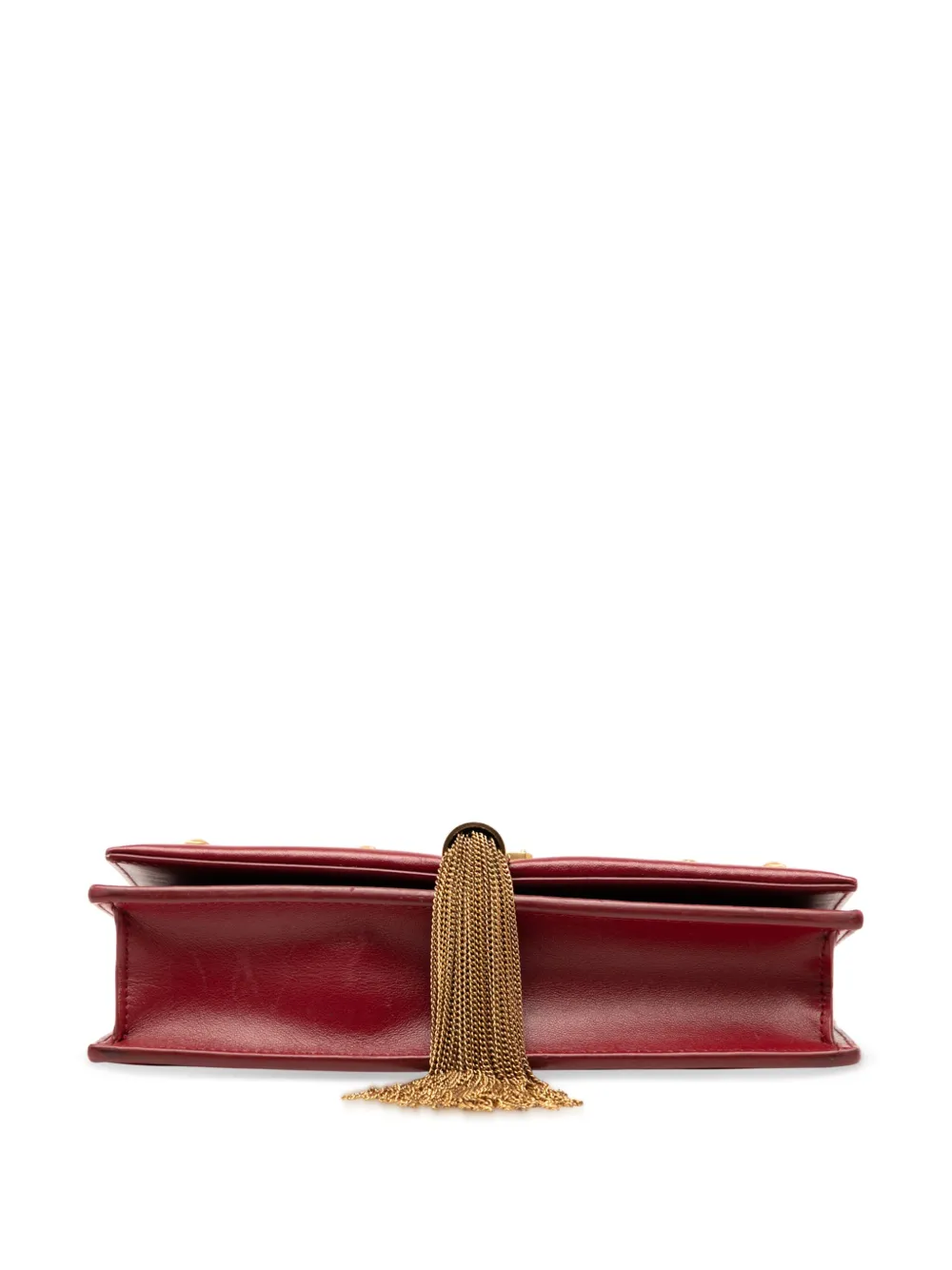 Pre-owned Saint Laurent 2021 Calfskin Heart Studded Classic Monogram Kate Tassel Wallet On Chain Crossbody Bag In Red
