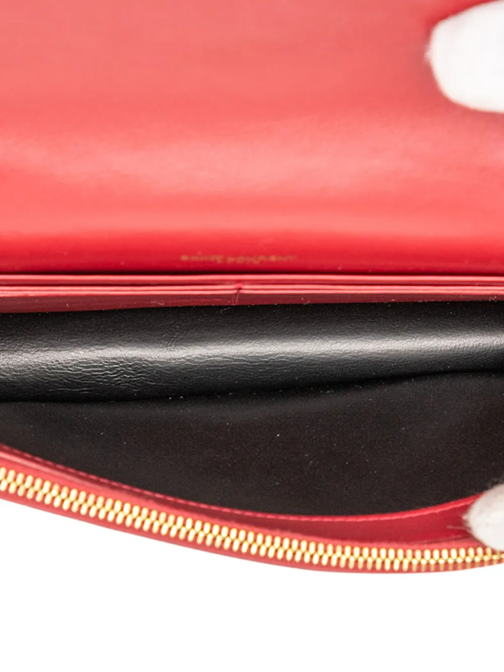 Pre-owned Saint Laurent 2021 Calfskin Heart Studded Classic Monogram Kate Tassel Wallet On Chain Crossbody Bag In Red