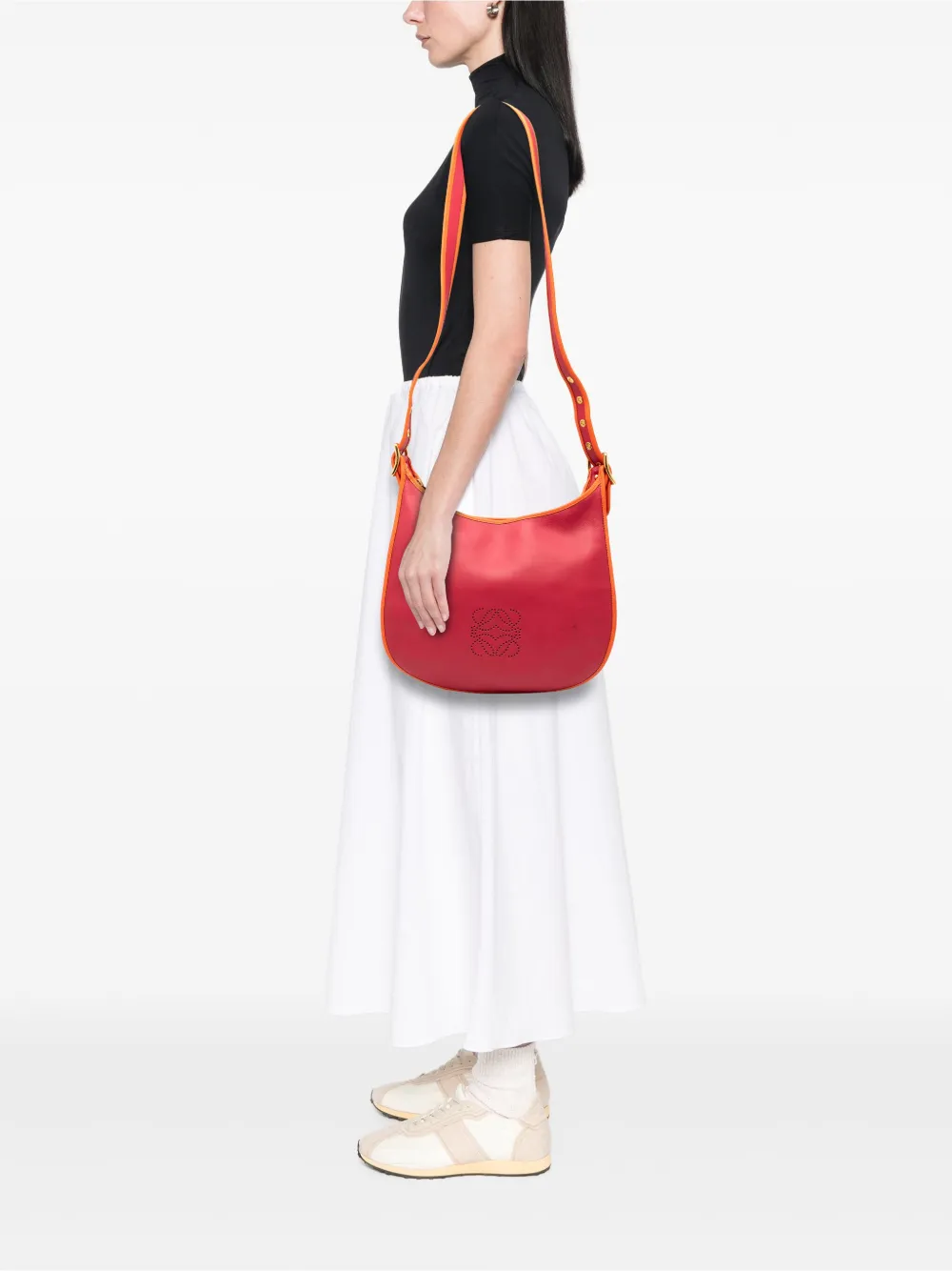 Pre-owned Loewe 2013 Leather Anagram Sofia Crossbody Bag In Red