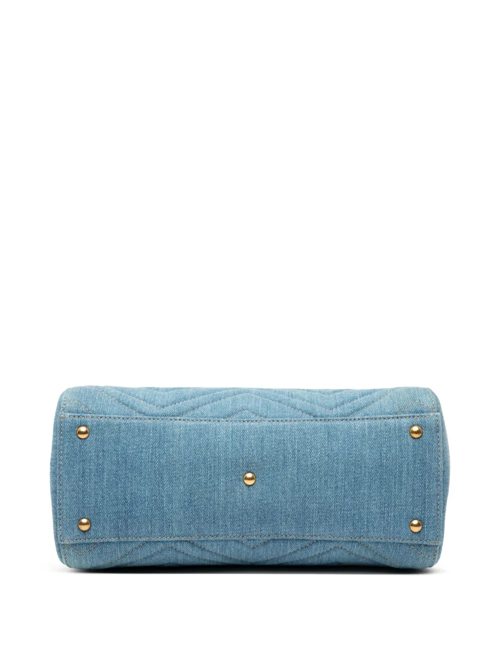 Pre-owned Gucci 2016-2025 Small Gg Marmont Matelasse Denim Pearly Satchel In Blue