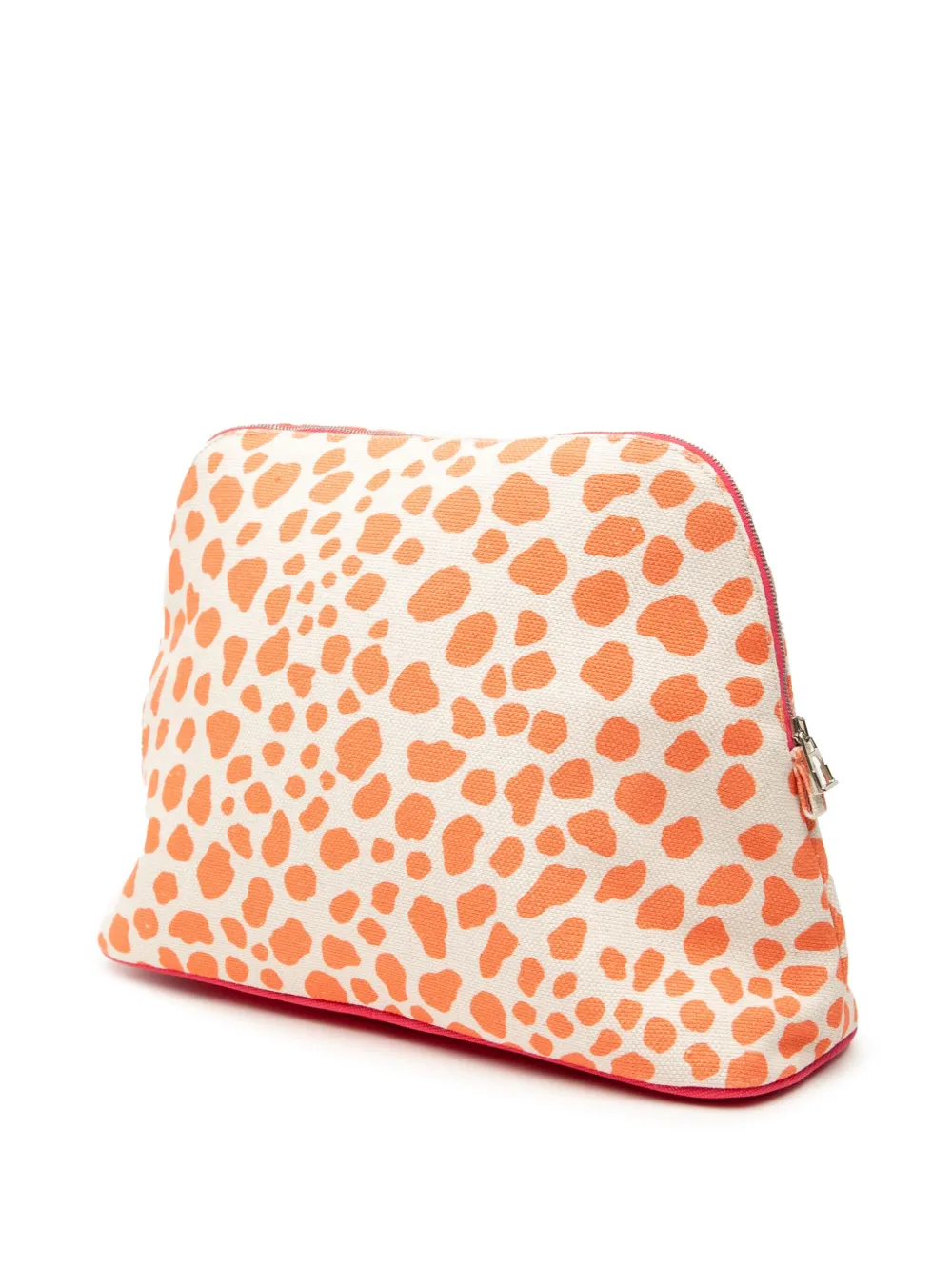 Pre-owned Hermes 2000-2025 Printed Toile Bolide Trousse De Voyage Gm Pouch In Orange