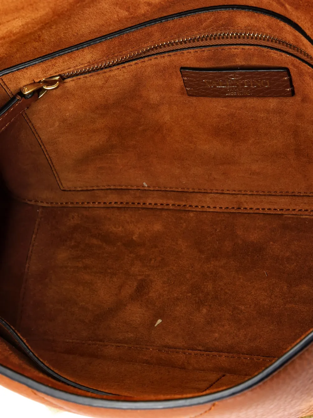 Pre-owned Valentino Garavani Roman Stud Flap Bag Quilted Leather Large Crossbody Bag In Brown