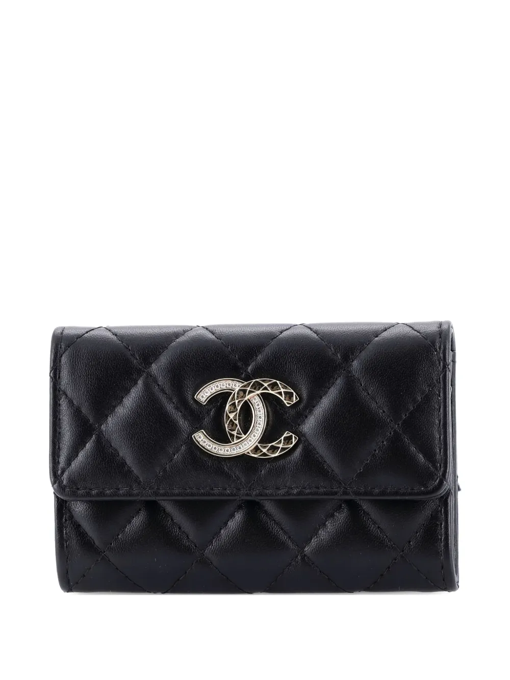 CHANEL Pre-Owned Crystal CC Flap Case Quilted Lambskin card holder -