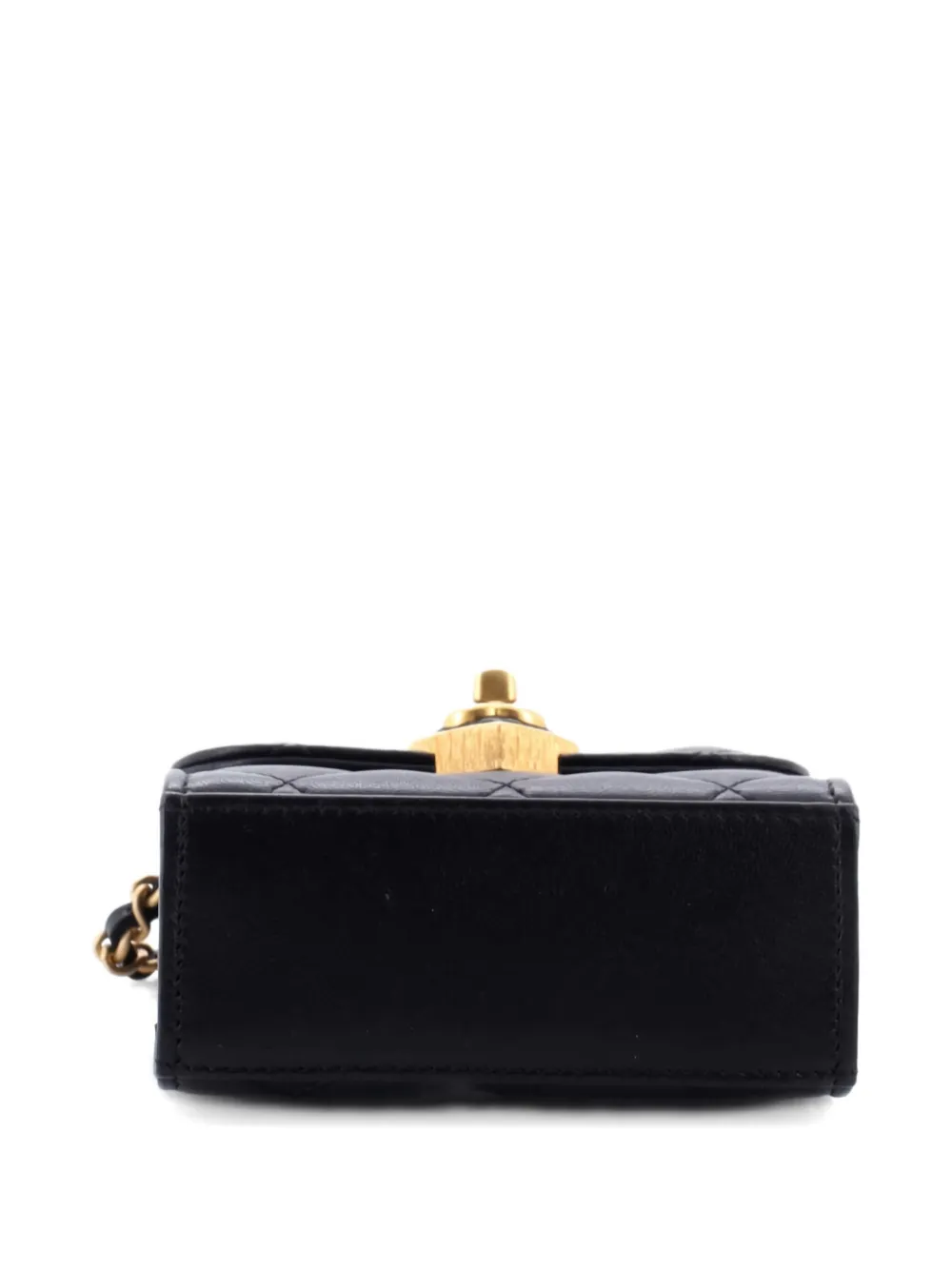 Pre-owned Chanel Coco Love Cc Heart Clutch With Chain Quilted Lambskin Mini Crossbody Bag In Black