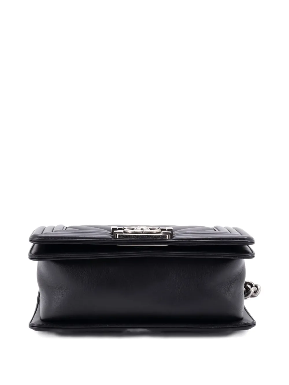 Pre-owned Chanel Boy Flap Bag Chevron Lambskin Small Shoulder Bag In Black