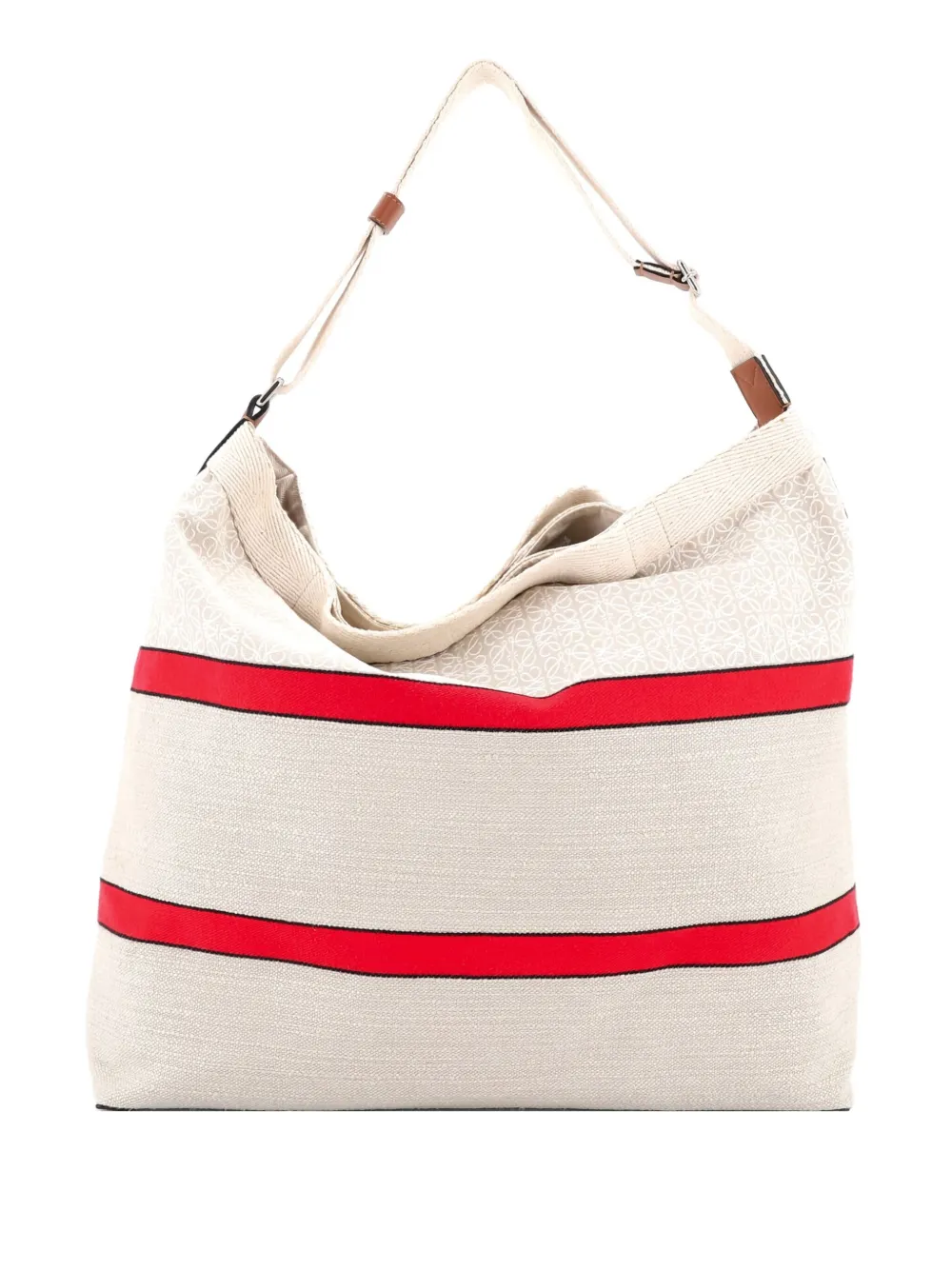 Pre-owned Loewe Open Crossbody Anagram Jacquard And Canvas Tote Bag In Neutral