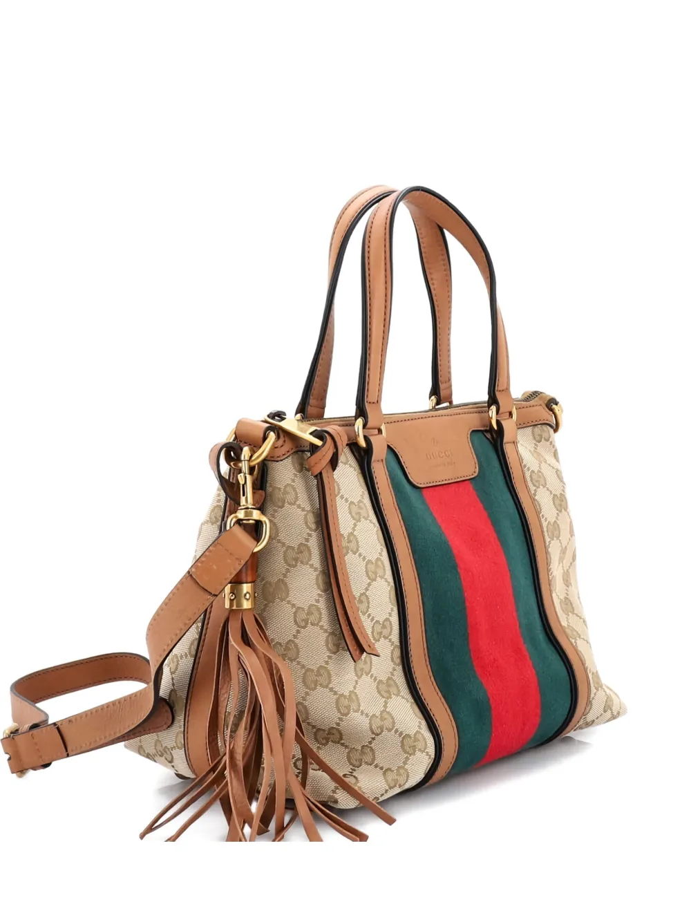 Gucci Pre-Owned Rania Convertible Top Handle Bag Web GG Canvas Small Gucci Pre-Owned Rania Convertible Top Handle Bag Web GG Canvas Small