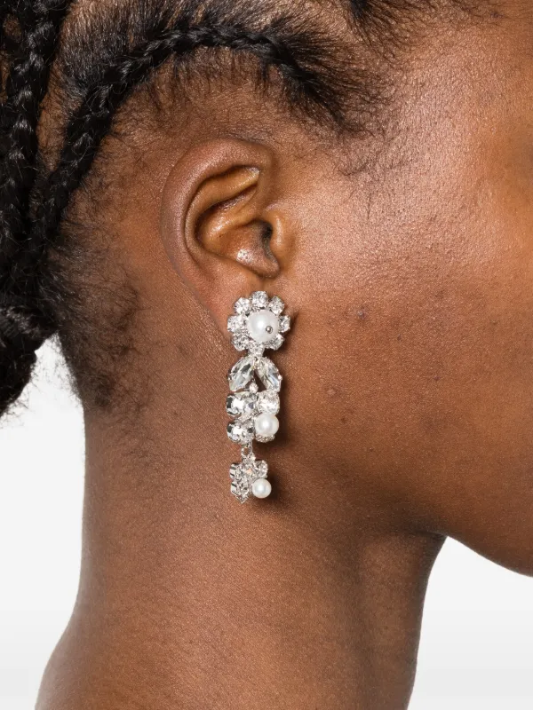 アクセサリー simone rocha daisy leaf cluster earrings Simone Rocha daisy-motif Crystal Drop Earrings | Silver | FARFETCH ID