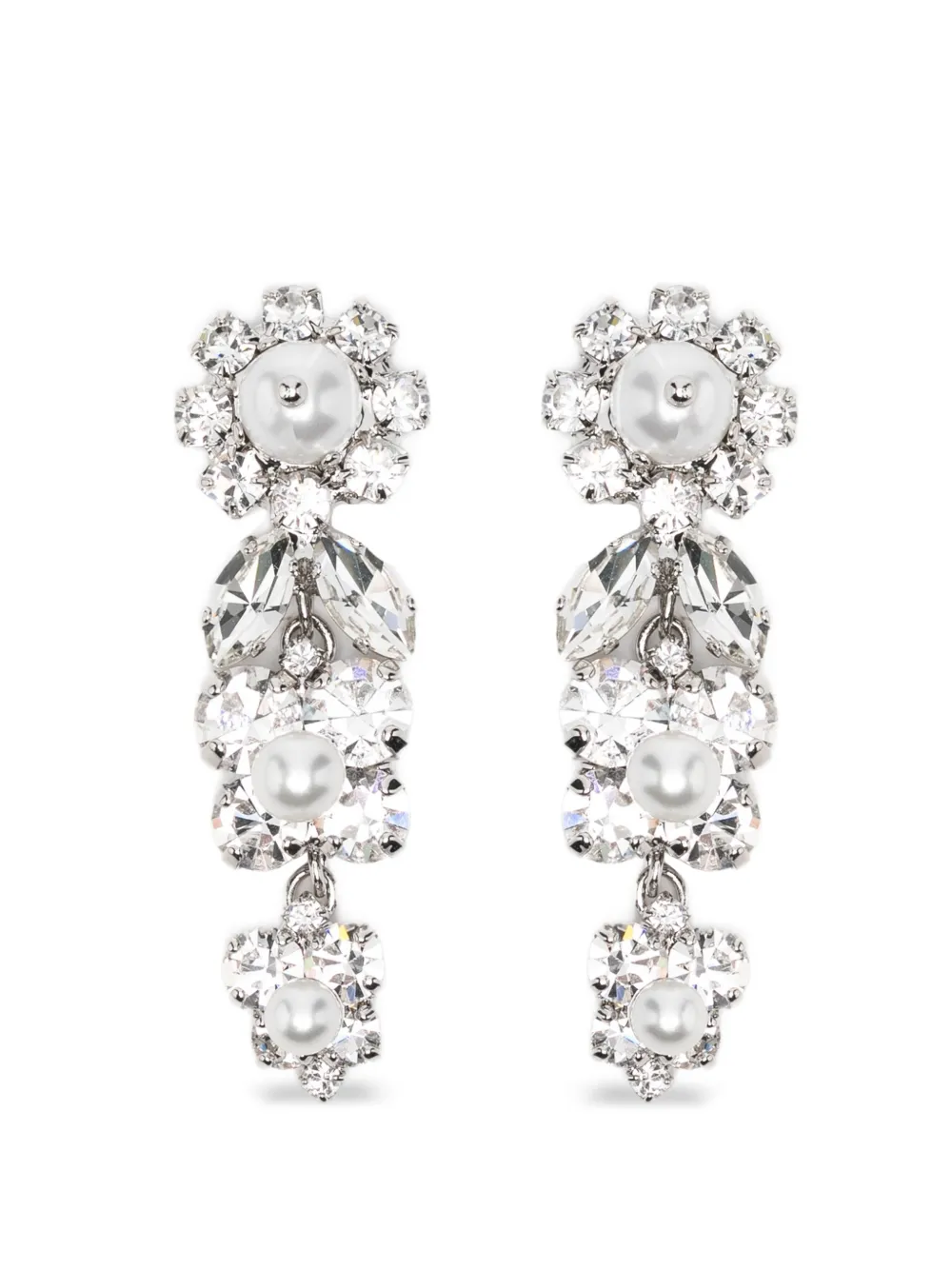 Simone Rocha daisy-motif crystal drop earrings - Argento