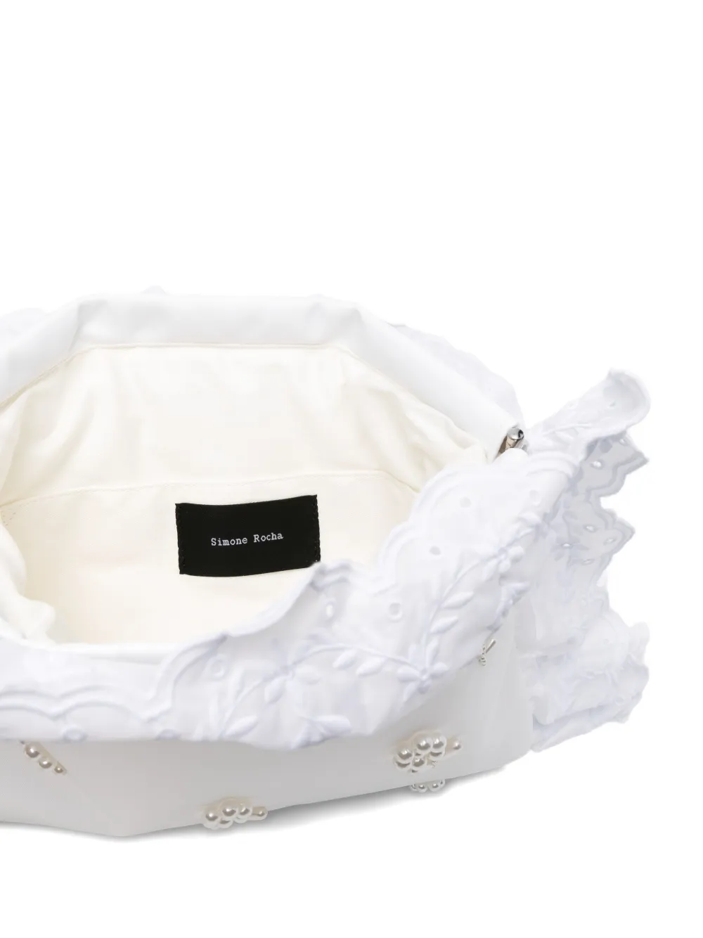 Simone Rocha Verfraaide clutch Wit
