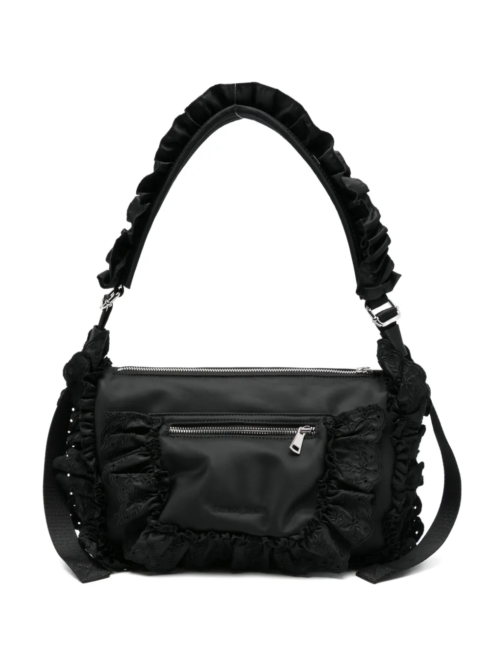 Simone Rocha embellished ruffled shoulder bag - Black