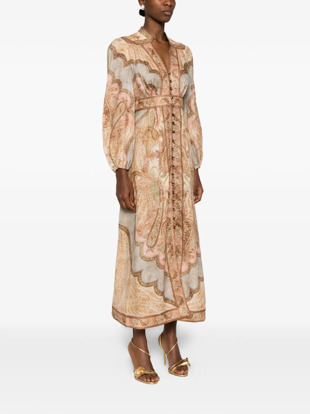 ZIMMERMANN Wanderlust plunge midi dress - Beige