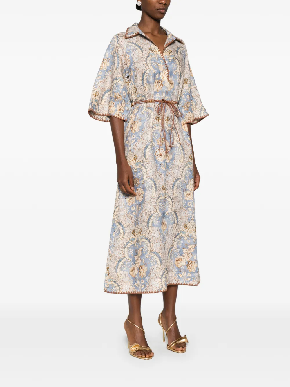 ZIMMERMANN Daylight midi-jurk met print Blauw