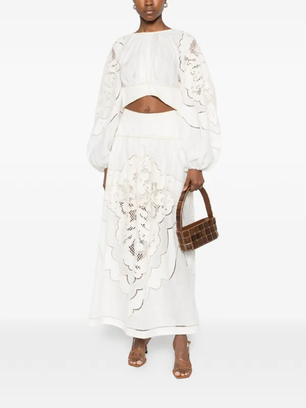 ZIMMERMANN Daylight Embroidered Maxi Skirt | White | FARFETCH RO