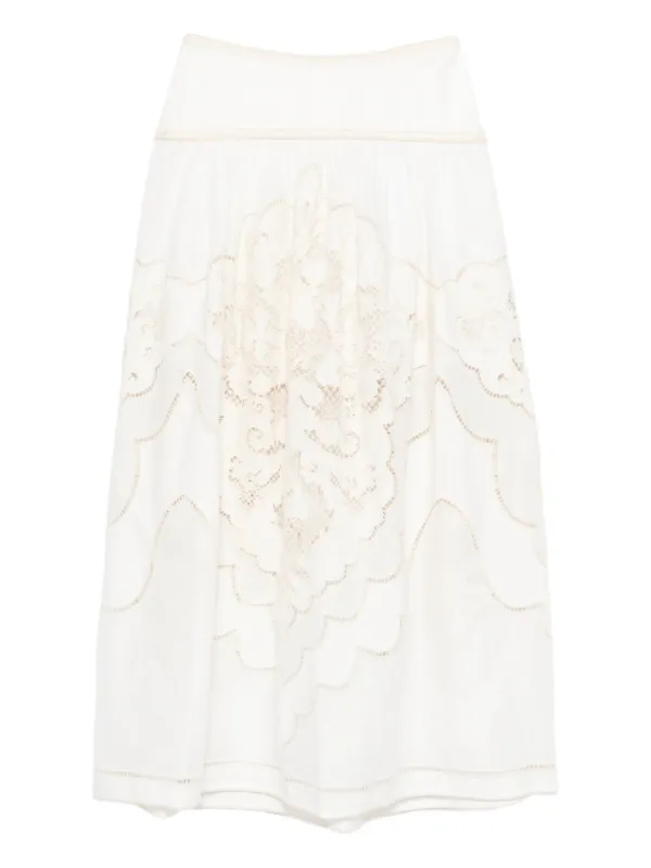 Zimmermann Daylight Embroidered Maxi Skirt in White