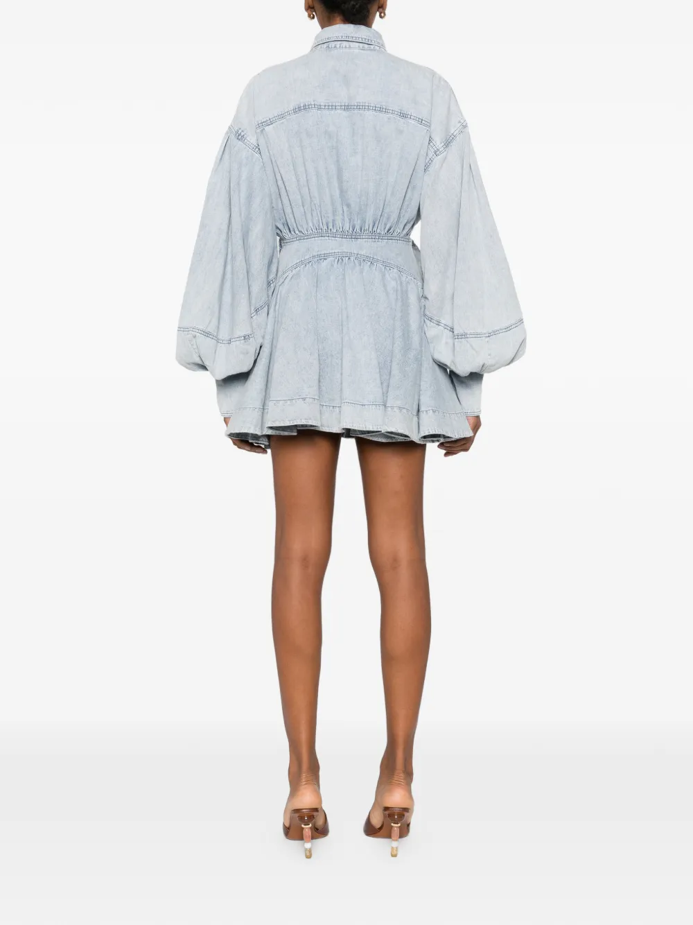 Zimmermann Buttoned Wrap Mini Dress In Blue