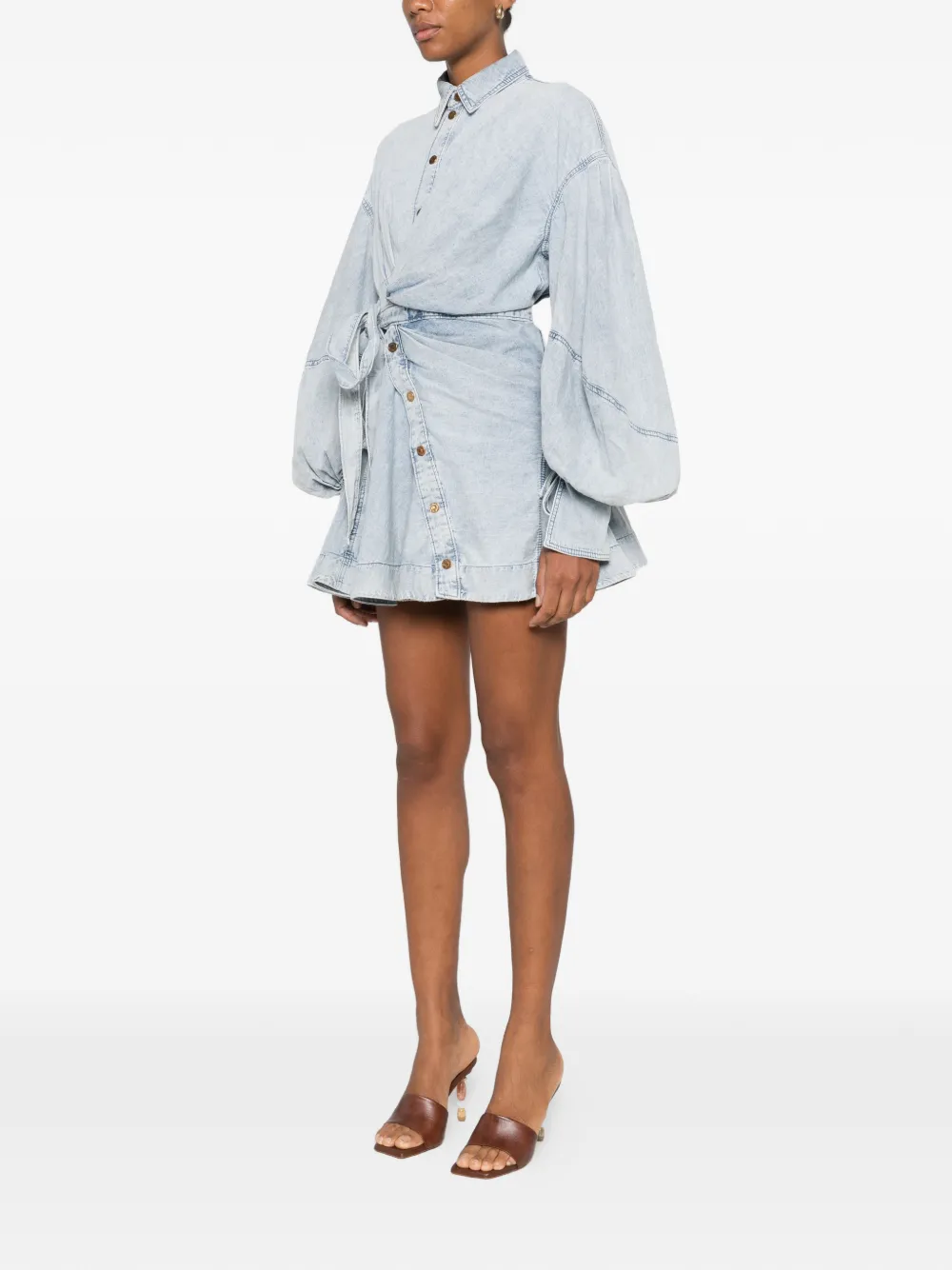 ZIMMERMANN Rebellion mini-wikkeljurk met knopen Blauw
