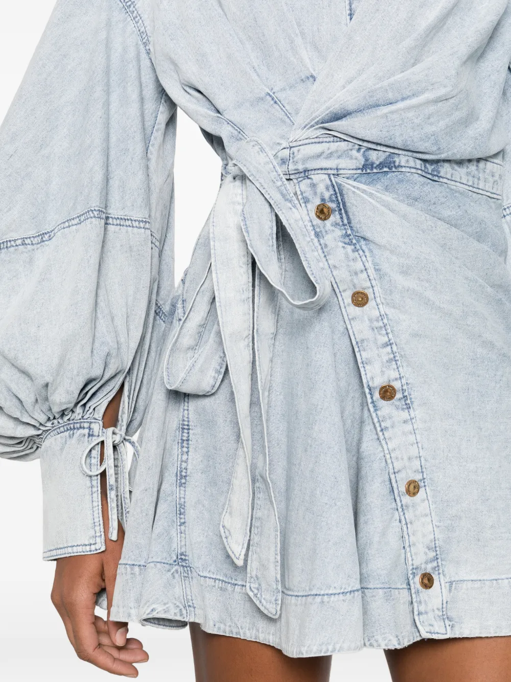 ZIMMERMANN Rebellion mini-wikkeljurk met knopen Blauw