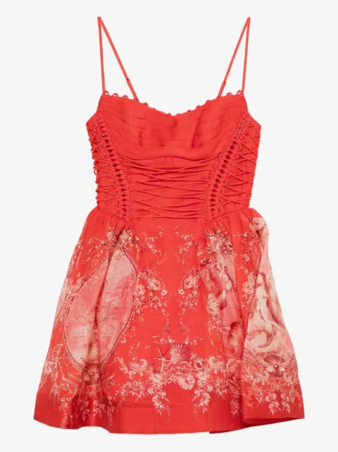 ZIMMERMANN Rebellion lace-up floral mini dress