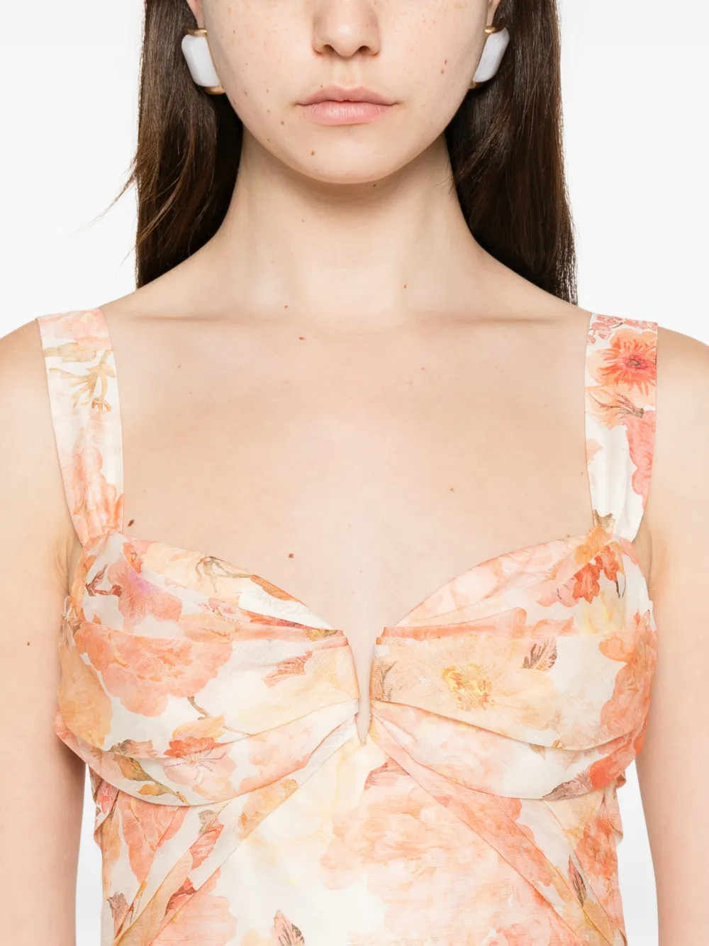 ZIMMERMANN Rebellion midi-jurk met bloemenprint Oranje