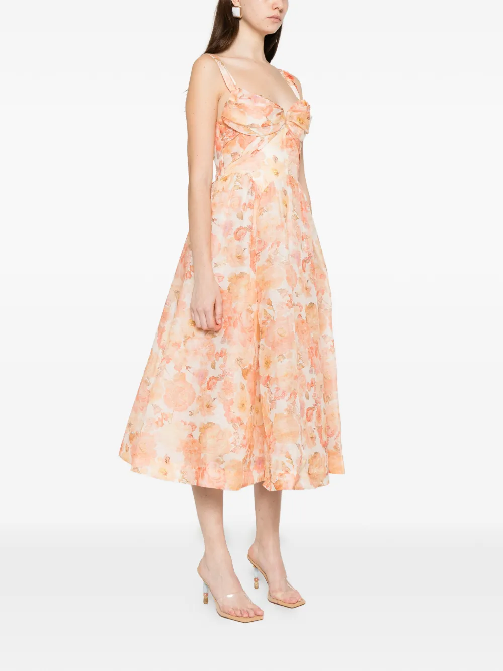 ZIMMERMANN Rebellion midi-jurk met bloemenprint Oranje