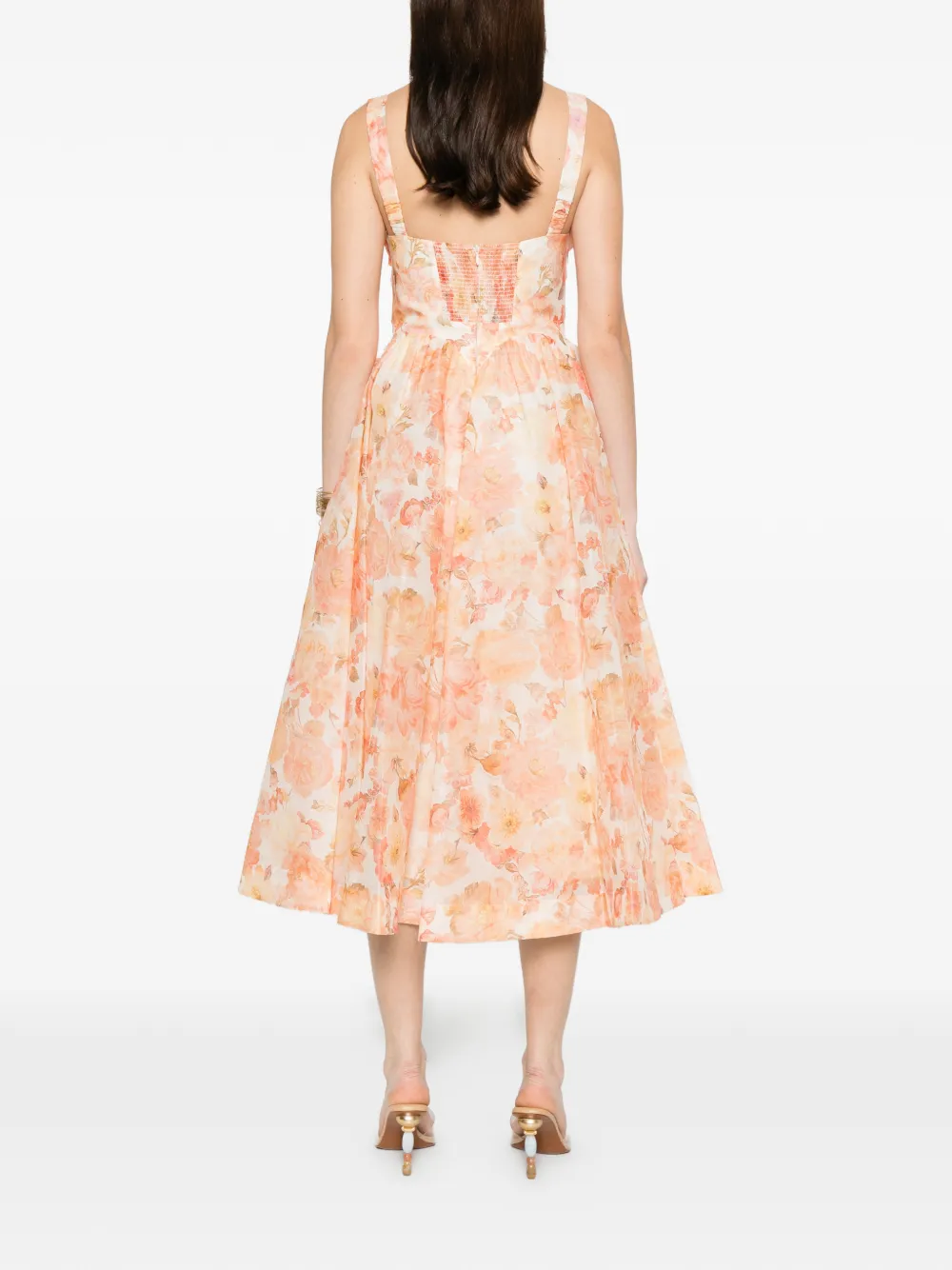 ZIMMERMANN Rebellion midi-jurk met bloemenprint Oranje
